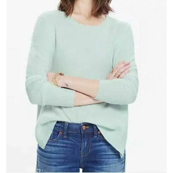 Madewell Womens Medium Mint Green Wool Alpaca Pullover Hi Low Sweater Boho - Picture 1 of 6
